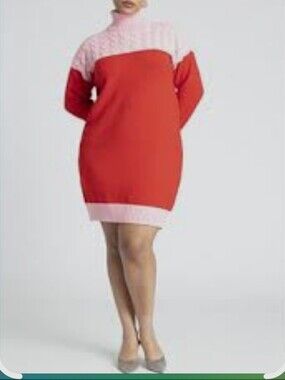 Colorblock Cable-Knit Eloquii Sweater Dress